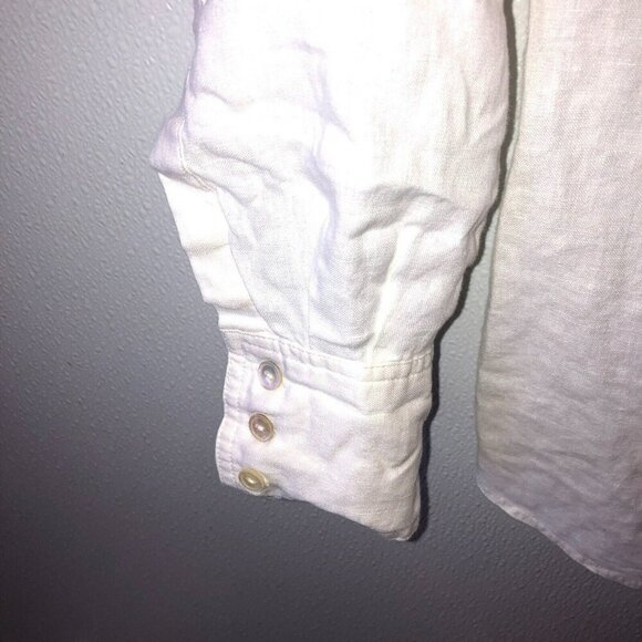 Soft Surroundings Small Linen Button Up Shirt Lagenlook Top Roll Tab Sleeves - Picture 5 of 10